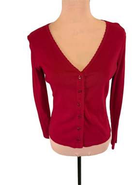 Moda International burgundy Red V-Neck Button Cardigan